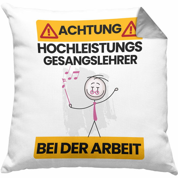 Gesangslehrer Kissen mit Füllung 40x40 Geschenk Lustiger Spruch Geschenkidee für Gesangslehrer Achtung Hochleistungs Gesangslehrer Bei Der Arbeit (Grau) Grau Trendation