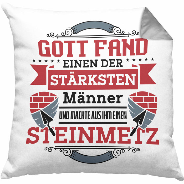 Steinmetz Kissen mit Füllung 40x40 Geschenk Spruch Geschenkidee Spruch (Grau) Grau Trendation