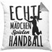 Mädchen Handball-Spielerin Kissen mit Füllung 40x40 Geschenk Spruch Echte Mädchen Spielen Handball Geschenkidee Frauen (Grau) Grau Trendation