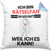 Rätselfan Geschenk Kissen mit Füllung 40x40 Lustiger Spruch Ich Bin Rätselfan Warum Weil Ich Es Kann Geschenkidee Bester Rätselfan Geburtstag (Grau) Blau Trendation