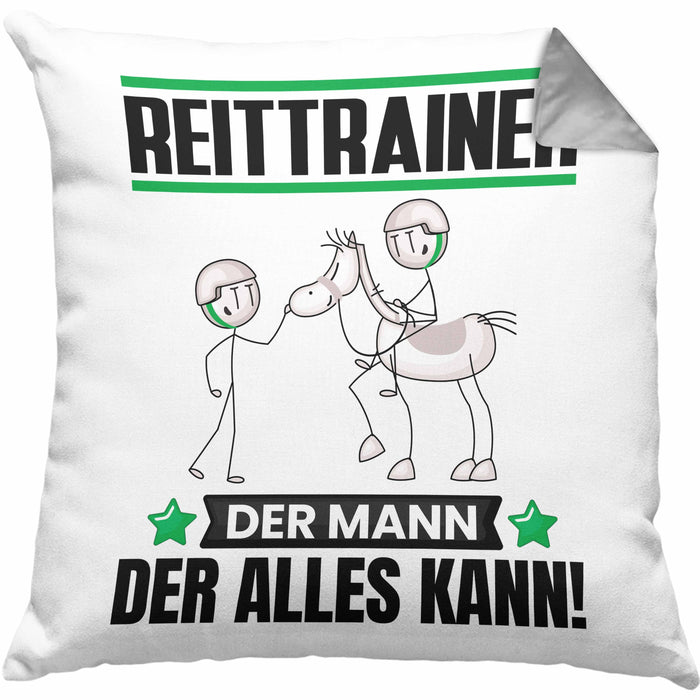 Reittrainer Kissen mit Füllung 40x40 Geschenk für Reittrainer Der Mann Der Alles Kann Geschenkidee zum Geburtstag (Grau) Grau Trendation