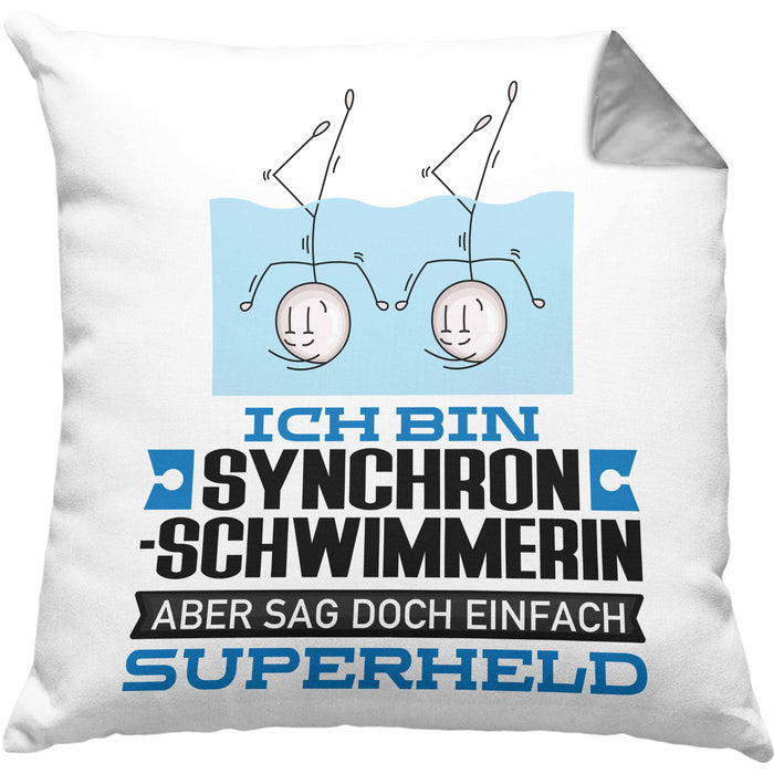 Synchronschwimmerin Geschenk Kissen mit Füllung 40x40 Ich Bin Synchronschwimmerin Aber Sag Doch Einfach Superheld Lustige Geschenkdiee für Synchronschwimmerin (Grau) Grau Trendation