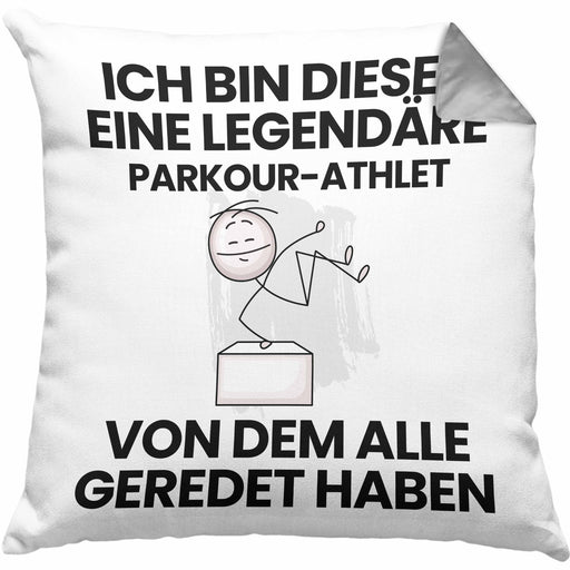 Parkour-Athlet Geschenk Kissen mit Füllung 40x40 Lustige Geschenkidee Geburtstag für Parkour-Athlet Ich Bin Dieser Legendäre Parkour-Athlet Von Dem Alle Geredet Haben (Grau) Grau Trendation