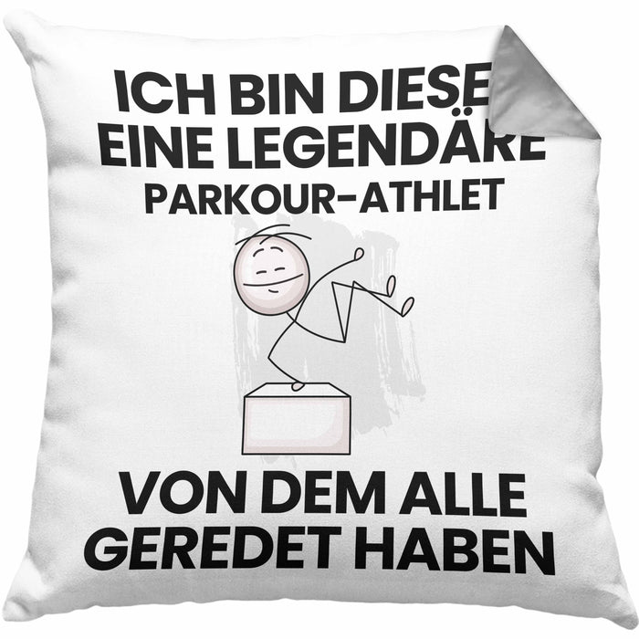Parkour-Athlet Geschenk Kissen mit Füllung 40x40 Lustige Geschenkidee Geburtstag für Parkour-Athlet Ich Bin Dieser Legendäre Parkour-Athlet Von Dem Alle Geredet Haben (Grau) Grau Trendation