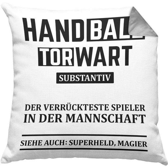 Handball Torwart Geschenk Kissen mit Füllung 40x40 Geschenkidee Handball-Spieler Handballspielerin Mädchen Jungs (Grau) Grau Trendation