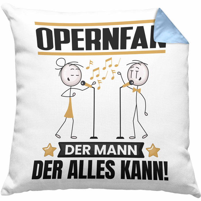 Opernfan Kissen mit Füllung 40x40 Geschenk für Opernfan Der Mann Der Alles Kann Geschenkidee zum Geburtstag (Grau) Blau Trendation