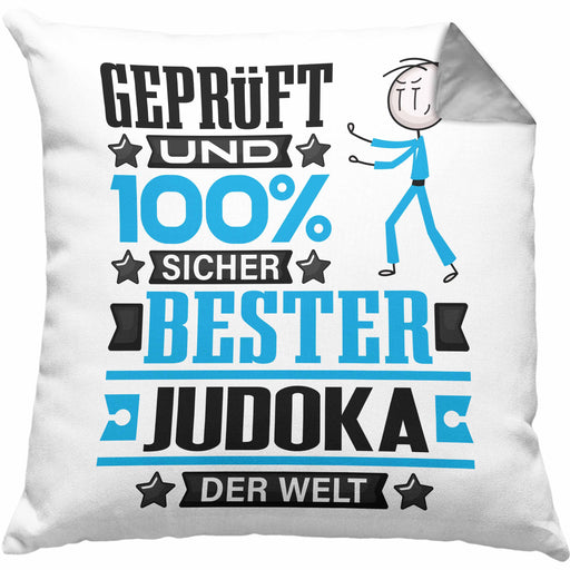 Judoka Geschenk Lustiger Spruch für Judoka Geschenkidee Bester Judoka Der WeltKissen mit Füllung 40x40 (Grau) Grau Trendation