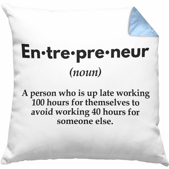 Entrepreneur Kissen mit Füllung 40x40 Entrepreneurship Geschenk Spruch Motivation Idee (Grau) Blau Trendation