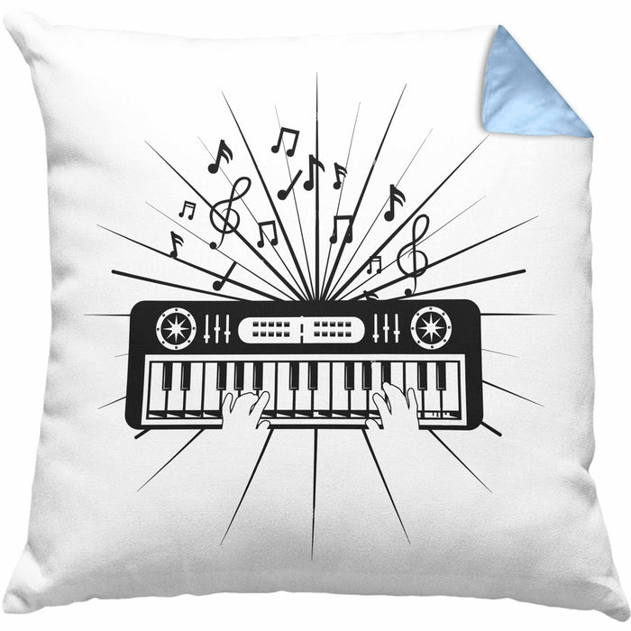 Keyboard Spieler Kissen mit Füllung 40x40 Geschenk für Keyboarder Musiker Band Geschenkidee (Grau) Blau Trendation