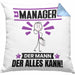 Manager Kissen mit Füllung 40x40 Geschenk für Manager Der Mann Der Alles Kann Geschenkidee zum Geburtstag (Grau) Blau Trendation