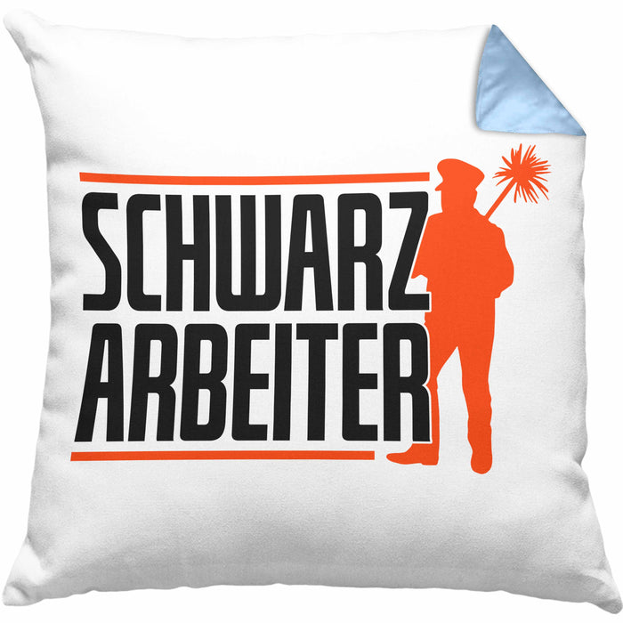 Lustiges Geschenk für Schornsteinfeger Spruch Geschenkdiee SchwarzarbeiterKissen mit Füllung 40x40 (Grau) Blau Trendation