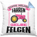 Landwirtin Spruch Frau Geschenk Kissen mit Füllung 40x40 Landwirtschaft Geschenke für Männer Traktor Spruch Echte Felgen (Grau) Blau Trendation