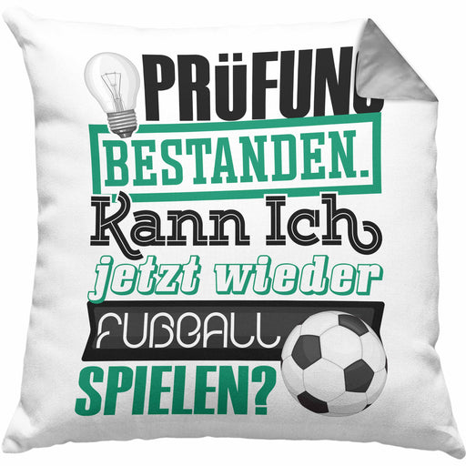 Bachelor Master Prüfung Bestanden Geschenk Kissen mit Füllung 40x40 Studium Prüfung Bestanden Kann Ich Jetzt Wieder Fußball Spielen Fußballer Geschenkidee (Grau) Grau Trendation