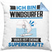 Windsurfer Kissen mit Füllung 40x40 Geschenk für Windsurfer Geburtstag Lustiger Spruch Was Ist Deine Superkraft (Grau) Blau Trendation