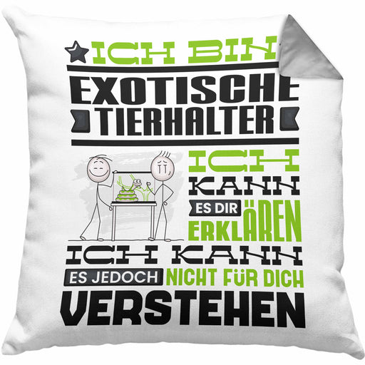 Exotische Tierhalter Geschenk Kaffee-Kissen mit Füllung 40x40 Geschenkidee für Exotische Tierhalter Ich Bin Exotische Tierhalter Ich Kann Es Dir Erklären Jedoch Nicht Für Dich Verstehen Spruch Lustig (Grau) Grau Trendation