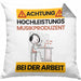 Musikproduzent Kissen mit Füllung 40x40 Geschenk Lustiger Spruch Geschenkidee für Musikproduzent Achtung Hochleistungs Musikproduzent Bei Der Arbeit (Grau) Grau Trendation