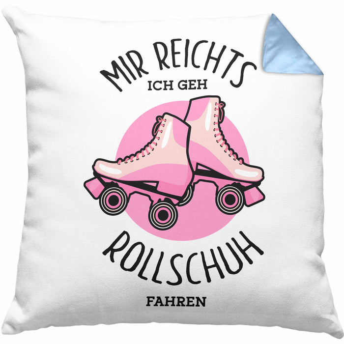 Lustige Rollschuh-Kissen mit Füllung 40x40 Geschenk für Rollschuhfahrerinnen Mir Reichts (Grau) Blau Trendation