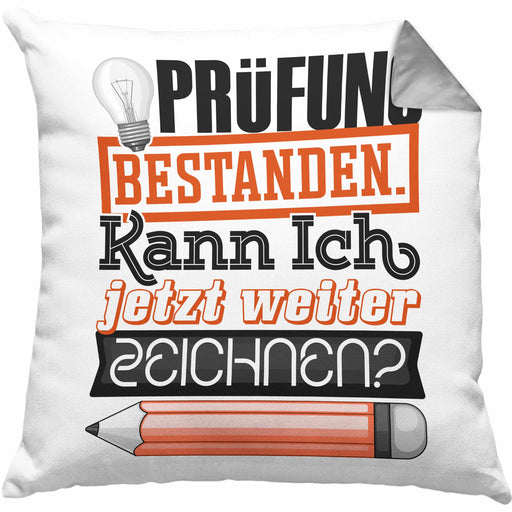 Bachelor Master Prüfung Bestanden Geschenk Kissen mit Füllung 40x40 Studium Prüfung Bestanden Kann Ich Jetzt Weiter Zeichnen Künstlerin (Grau) Grau Trendation
