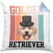 Golden Retriever Besitzer Kissen mit Füllung 40x40 Geschenk Lustiger Spruch Geschenkidee Retro Vinatge Golden Retriever (Grau) Blau Trendation