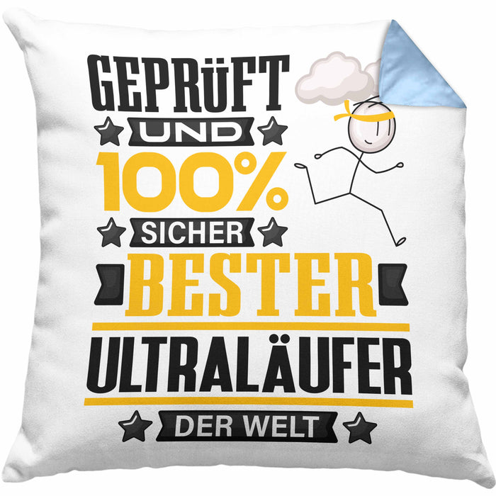 Ultraläufer Geschenk Lustiger Spruch für Ultraläufer Geschenkidee Bester Ultraläufer Der WeltKissen mit Füllung 40x40 (Grau) Blau Trendation