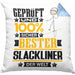 Slackliner Geschenk Lustiger Spruch für Slackliner Geschenkidee Bester Slackliner Der WeltKissen mit Füllung 40x40 (Grau) Blau Trendation