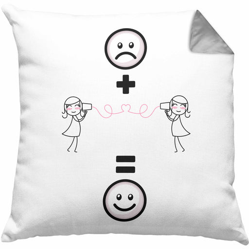 Beste Freundin Kissen mit Füllung 40x40 Geschenk für BFF Beste Freundinnen Lustige Geschenkidee :( + Beste Freundin = :) Geburtstag (Grau) Grau Trendation