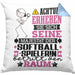 Softballspielerin Geschenk Kissen mit Füllung 40x40 Lustiger Spruch Erheben Sie Sich Der Softballspielerin Betritt den Raum (Grau) Blau Trendation