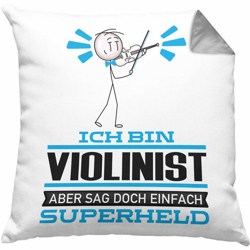Violinist Geschenk Kissen mit Füllung 40x40 Ich Bin Violinist Aber Sag Doch Einfach Superheld Lustige Geschenkdiee für Violinist (Grau) Grau Trendation