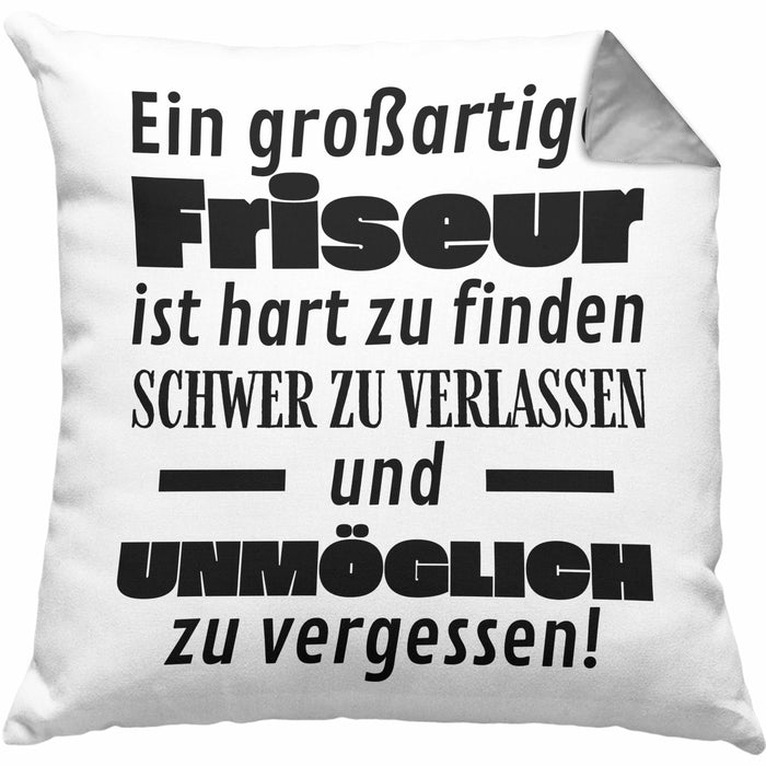 Friseur Abschied Geschenk Kissen mit Füllung 40x40 Abschiedsgeschenk für Friseur Hart Zu Finden Schwer Zu Verlassen (Grau) Grau Trendation