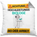 Biologe Kissen mit Füllung 40x40 Geschenk Lustiger Spruch Geschenkidee für Biologe Achtung Hochleistungs Biologe Bei Der Arbeit (Grau) Grau Trendation