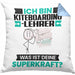Kiteboarding-Lehrer Kissen mit Füllung 40x40 Geschenk für Kiteboarding-Lehrer Geburtstag Lustiger Spruch Was Ist Deine Superkraft (Grau) Blau Trendation