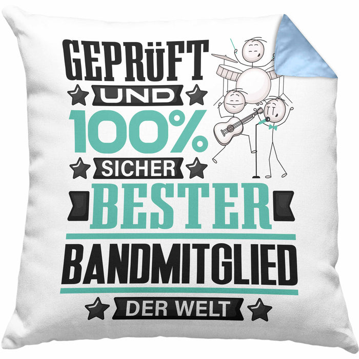Bandmitglied Geschenk Lustiger Spruch für Bandmitglied Geschenkidee Bester Bandmitglied Der WeltKissen mit Füllung 40x40 (Grau) Blau Trendation