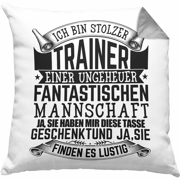 Trainer Geschenk Kissen mit Füllung 40x40 Ich Bin Stolzer Trainer Fußball Basketball Eis-Hockey Trainer Geschenkidee (Grau) Grau Trendation