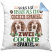 Cocker Spaniel Besitzer Kissen mit Füllung 40x40 Geschenk Lustiger Spruch Geschenkidee Was Ist Besser Als Ein Cocker Spaniel (Grau) Blau Trendation