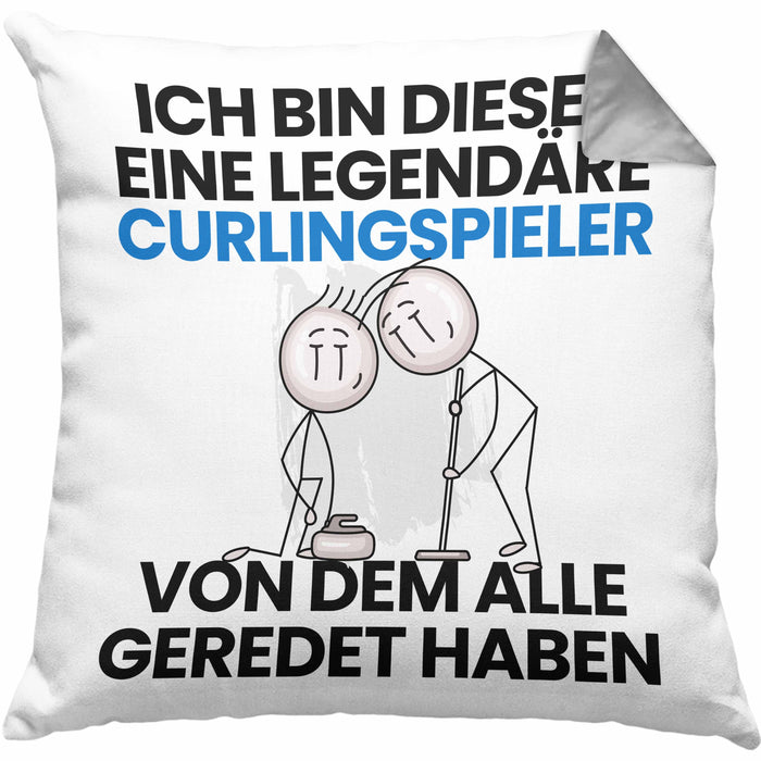 Curlingspieler Geschenk Kissen mit Füllung 40x40 Lustige Geschenkidee Geburtstag für Curlingspieler Ich Bin Dieser Legendäre Curlingspieler Von Dem Alle Geredet Haben (Grau) Grau Trendation