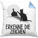 Erkenne Die Zeichen Kissen mit Füllung 40x40 Geschenk Kissen mit Füllung 40x40 Mittelfing** Geschenkidee Sarkasmus Spruch (Grau) Blau Trendation