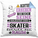 Skater Geschenk Kissen mit Füllung 40x40 Lustiger Spruch Erheben Sie Sich Der Skater Betritt den Raum (Grau) Blau Trendation