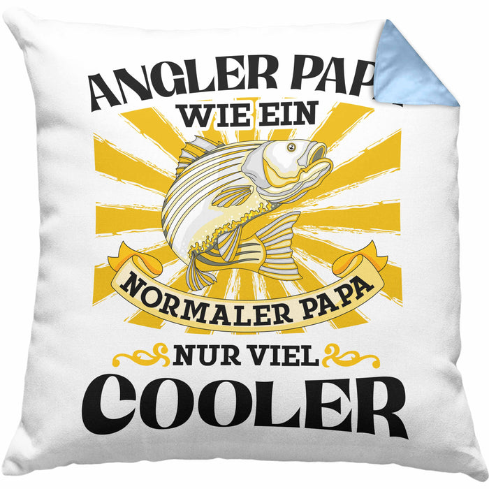 Angler Papa Geschenk Vatertag Geschenkidee von Sohn für Angler-VaterKissen mit Füllung 40x40 (Grau) Blau Trendation