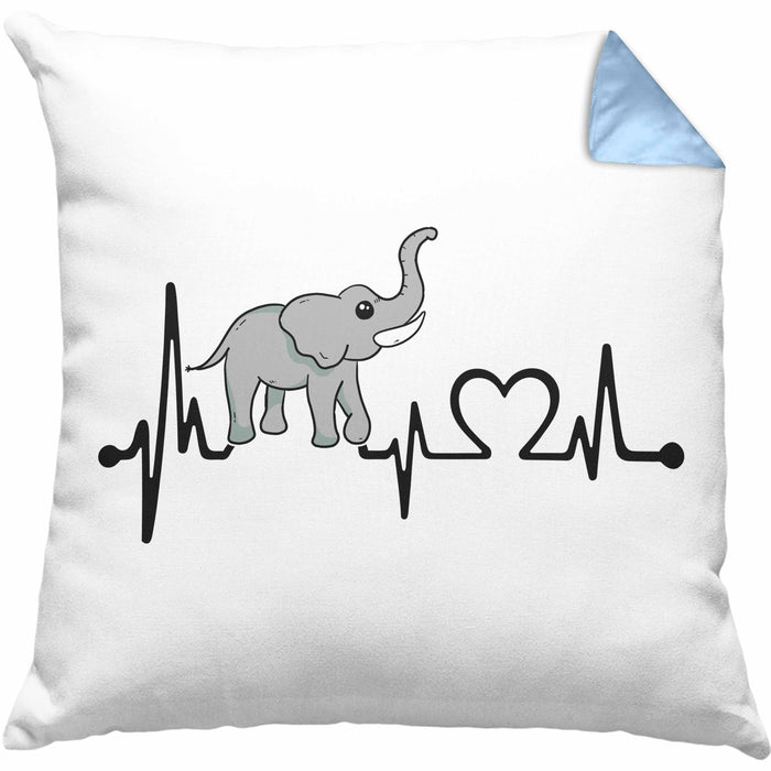 Elefant Kissen mit Füllung 40x40 Geschenk Für Elefanten-Liebhaber Geschenkidee Herzschlag (Grau) Blau Trendation