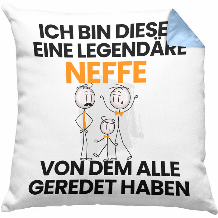 Neffe Geschenk Kissen mit Füllung 40x40 Lustige Geschenkidee Geburtstag für Neffe Ich Bin Dieser Legendäre Neffe Von Dem Alle Geredet Haben (Grau) Blau Trendation