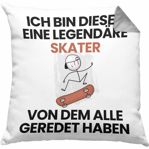 Skater Geschenk Kissen mit Füllung 40x40 Lustige Geschenkidee Geburtstag für Skater Ich Bin Dieser Legendäre Skater Von Dem Alle Geredet Haben (Grau) Grau Trendation