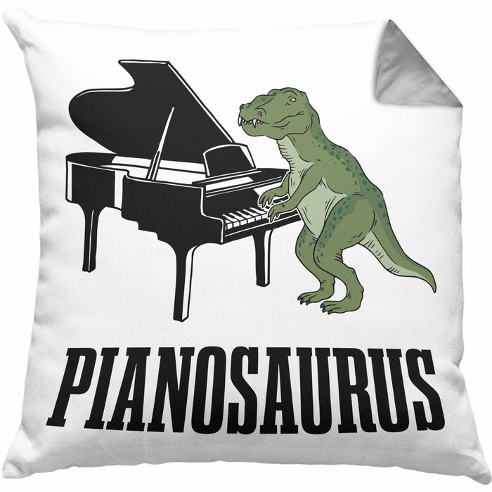 Pinaosaurus Piano-Spieler Kissen mit Füllung 40x40 Geschenk Klavier (Grau) Grau Trendation
