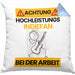 Indie-Musiker Kissen mit Füllung 40x40 Geschenk Lustiger Spruch Geschenkidee für Indie-Musiker Achtung Hochleistungs Indie-Musiker Bei Der Arbeit (Grau) Blau Trendation