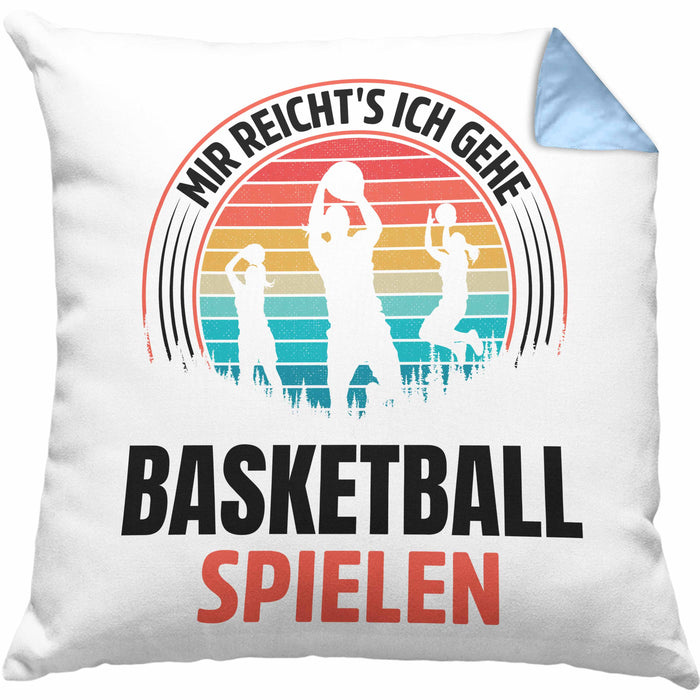 Mädchen Basketballspielerin Geschenkidee Kissen mit Füllung 40x40 Frauen Basketball (Grau) Blau Trendation