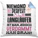 Langläufer Geschenk Kissen mit Füllung 40x40 Lustige Geschenkidee für Langläufer Geburtstag Niemand Ist Perfekt Aber Als Langläufer Ist Man Nah Dran (Grau) Blau Trendation