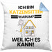 Katzensitter Geschenk Kissen mit Füllung 40x40 Lustiger Spruch Ich Bin Katzensitter Warum Weil Ich Es Kann Geschenkidee Bester Katzensitter Geburtstag (Grau) Blau Trendation