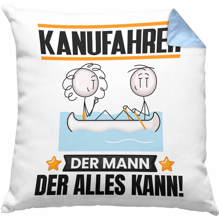Kanufahrer Kissen mit Füllung 40x40 Geschenk für Kanufahrer Der Mann Der Alles Kann Geschenkidee zum Geburtstag (Grau) Blau Trendation