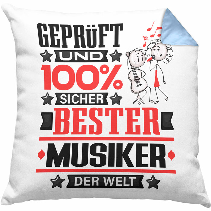 Musiker Geschenk Lustiger Spruch für Musiker Geschenkidee Bester Musiker Der WeltKissen mit Füllung 40x40 (Grau) Blau Trendation