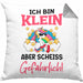 Klein Aber Sch Gefährlich Lustige Einhorn Kissen mit Füllung 40x40 mit Spruch Geschenkidee Einhornfans Sprüche Frauen (Grau) Grau Trendation