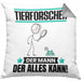 Tierforscher Kissen mit Füllung 40x40 Geschenk für Tierforscher Der Mann Der Alles Kann Geschenkidee zum Geburtstag (Grau) Grau Trendation